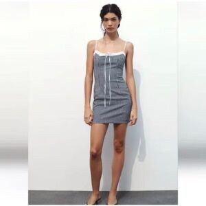 Aralina Gingham Chic Navy and White Mini Dress Desinged in Australia NWT Size XS